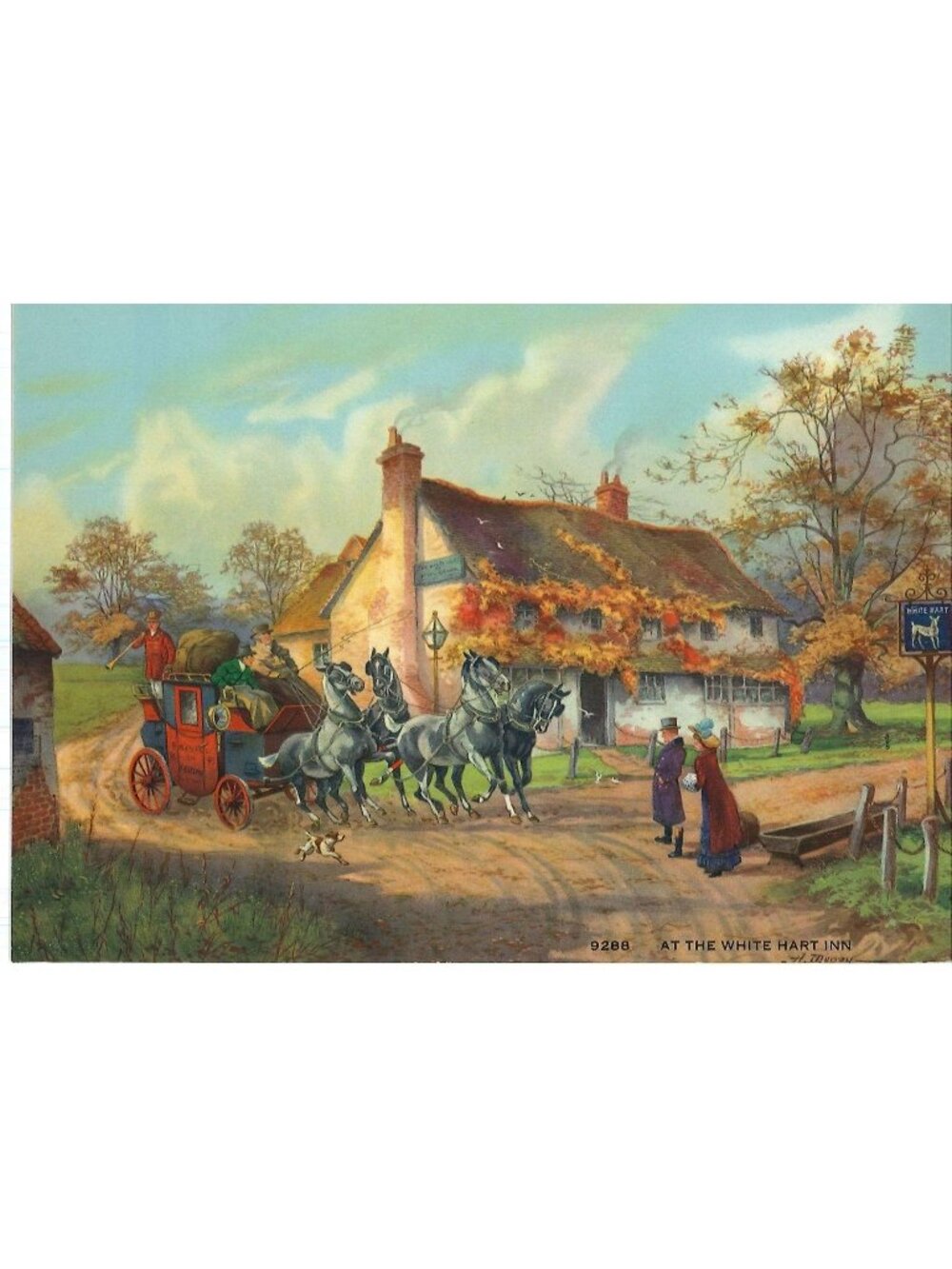 🎨 2 for $20 🎨Vintage Calendar Print "At the White Hart Inn". 6x7